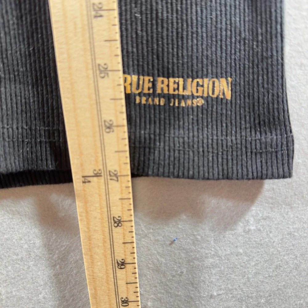 574 |True Religion Mens 2XL Ribbed Slim Sleeveless Logo‎ Y2K Tank Top Black